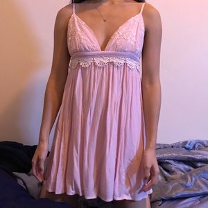 SHOWPO Blush Pink Lace Mini Dress | Size 2